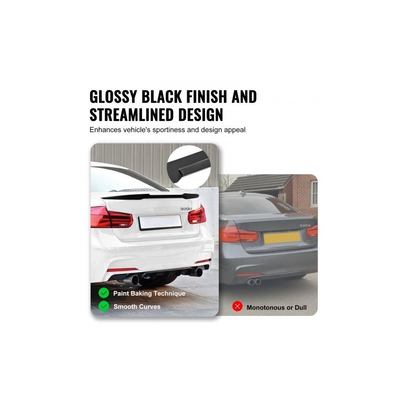 Takaspoileri ABS-muovi 1230 mm kiiltävä musta BMW F30 2012–2018