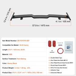 Takaspoileri ABS-muovi 1470 mm kiiltävä musta urheilullinen muotoilu 2018–2023 Camry-malleihin
