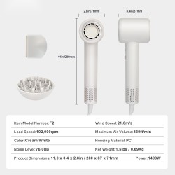 Hiustenkuivain polykarbonaattikuori kompaktikokoinen matkakäyttöön kolme lämpötilaa kaksi nopeutta kaksisataa miljoonaa