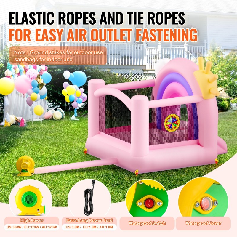 Puhallettava hyppylinna 190T-vuori ja 840D-oxford-kangas 280x230x230 cm liukumäellä 3-8-vuotiaille