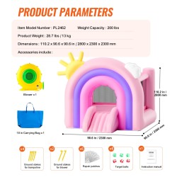 Puhallettava hyppylinna 190T-vuori ja 840D-oxford-kangas 280x230x230 cm liukumäellä 3-8-vuotiaille