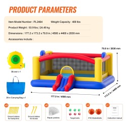 Ilmatäytteinen pomppulinna ulkokäyttöön 190T vuori 840D oxford-kangas liukumäki 3–10-vuotiaille