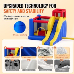 Ilmatäytteinen pomppulinna 190T-vuori 840D-oksfordikangas koko 340x260x230 cm liukumäki ja kiipeilyseinä puhallin 3–8-vuotiaille