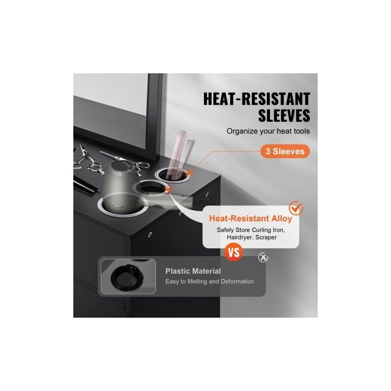 Seinään asennettava mattamusta kampaamokaappi peilillä yhdellä laatikolla kaksiosaisella kaapilla lämpöä kestävillä holkeilla