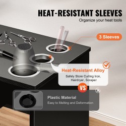 Seinäkiinnitteinen kampaamoasema MDF-runkoinen mattamusta 1 ovikaappi 3 avolokeroa 3 laatikkoa