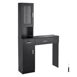 Seinälle asennettava mattamusta salonkikaluste yksi kaappi kolme lokeroa kaksi laatikkoa lukittava