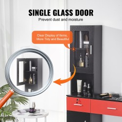 Seinä- ja vapaasti seisova kampaamoasema MDF-levyä 1 kaappi 3 lokeroa 2 laatikkoa