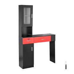 Seinä- ja vapaasti seisova kampaamoasema MDF-levyä 1 kaappi 3 lokeroa 2 laatikkoa