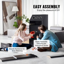 Kampaamon säilytyskaappi mattamusta MDF 44x40x180 cm 3 lämpöä kestävää holkkia