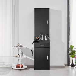 Kampaamon säilytyskaappi mattamusta MDF 44x40x180 cm 3 lämpöä kestävää holkkia