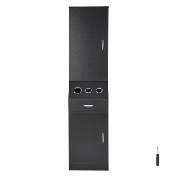 Kampaamon säilytyskaappi mattamusta MDF 44x40x180 cm 3 lämpöä kestävää holkkia