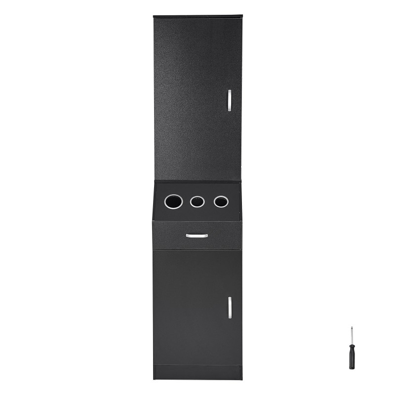 Kampaamon säilytyskaappi mattamusta MDF 44x40x180 cm 3 lämpöä kestävää holkkia