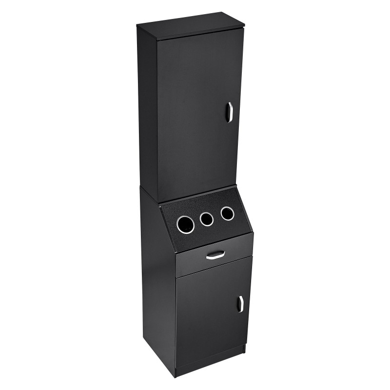 Kampaamon säilytyskaappi mattamusta MDF 44x40x180 cm 3 lämpöä kestävää holkkia