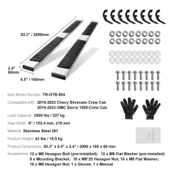 Sivuaskelmat 201 ruostumattomasta teräksestä 6 tuumaa leveät 2 kappaletta miehistöohjaamoon