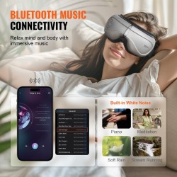 Lämmitettävä silmänaamio PU-nahkaisella sisäpinnalla 5 hierontatilaa Bluetoothilla 180 asteen taittuva