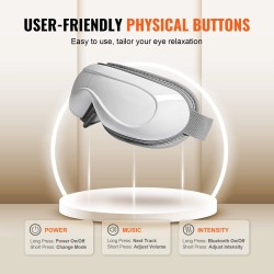 Lämmitettävä silmänaamio PU-nahkainen 5 hierontatilaa langaton musiikki 1500mAh akku 180 astetta taittuva