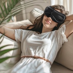 Lämmitettävä silmänaamio 5 hierontatilaa Bluetoothilla PU-nahkainen sisäosa musta taitettava 1500mAh