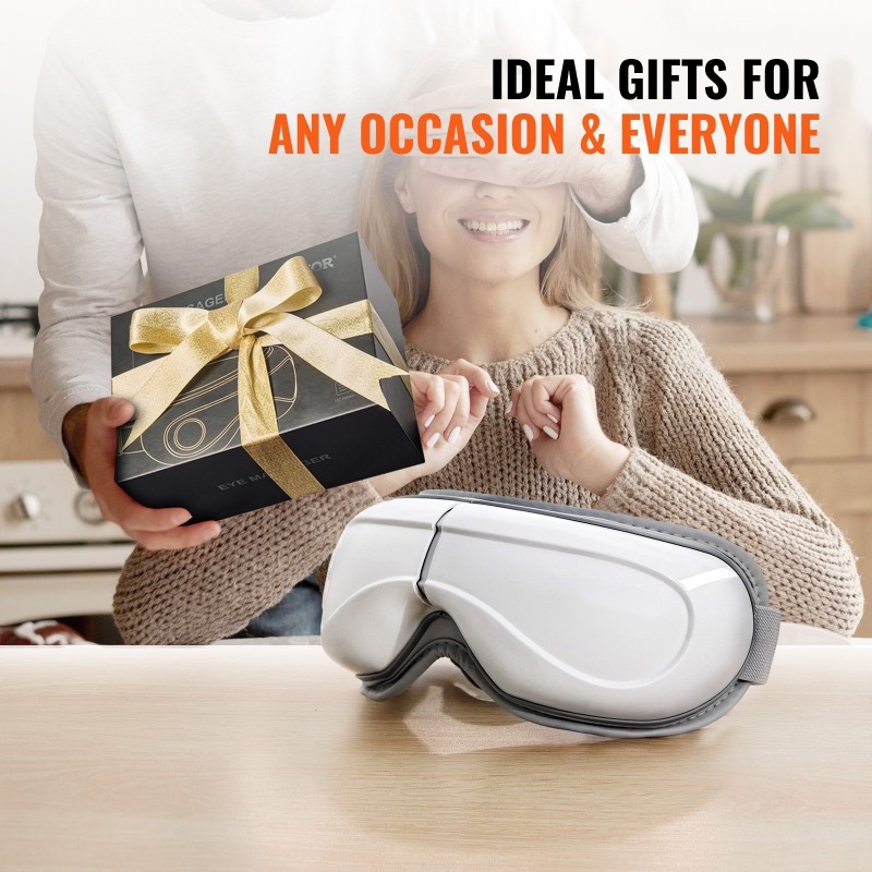 Tekonahkainen silmähierontalaite lämmöllä viisi hierontatilaa langaton musiikki kaukosäätimellä 180 asteen taittuva