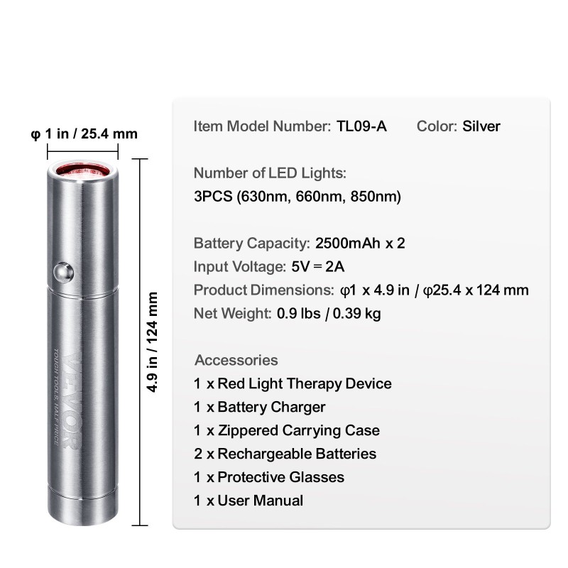 Käsikäyttöinen punavalolaite nivelille ja lihaksille 3 aallonpituutta 630 660 850