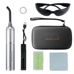 Kädessä pidettävä ladattava punavalolaite kasvoille ja keholle irrotettavalla kärjellä viidellä aallonpituudella