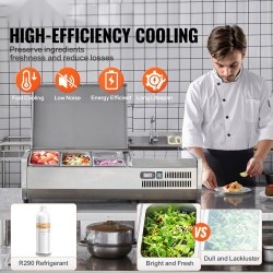 Pöytämallinen jäähdytetty kastikeasema ruostumaton teräs 1 kpl 1/3-astiaa 4 kpl 1/6-astioita