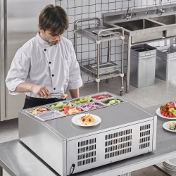 Jäähdytetty maustepiste työtasolle 8 kpl 1/6-astioita 304-ruostumatonta terästä PC-kansilla