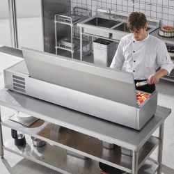 Pöytämallinen jäähdytetty kastike ja täyteasema 304-teräs 5x1/3 4x1/6 altaat