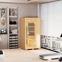 Kaukoinfrapunasauna hemlock-puusta yhdelle henkilölle karkaistu lasiovi LED-lukuvalo Bluetooth-kaiuttimet 1140W