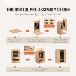 Kaukoinfrapunasauna hemlock-puinen runko 2 hengelle 1800W karkaistu lasiovi kaksi Bluetooth-kaiutinta matala EMF-taso