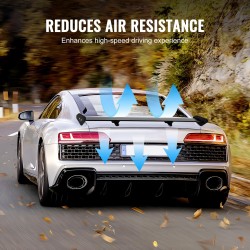 Takaspoileri alumiiniseos 1100 mm yksitasoinen mattamusta säädettävä sedaneihin ja coupéihin