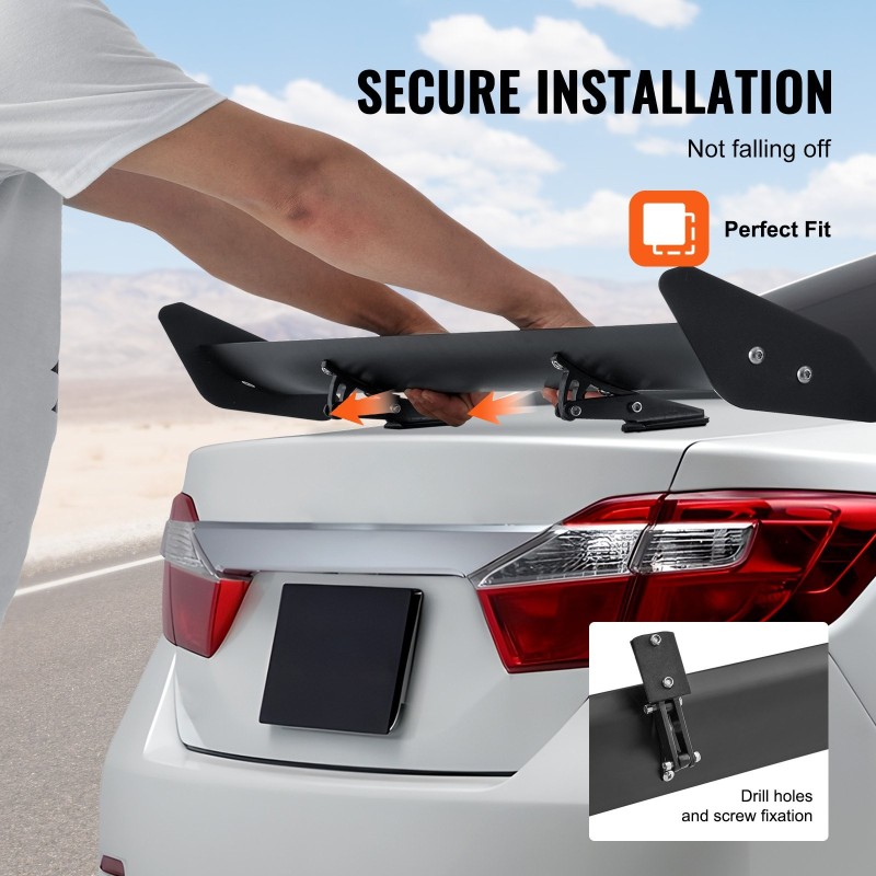 Takaspoileri alumiiniseos 1100 mm yksitasoinen mattamusta säädettävä sedaneihin ja coupéihin