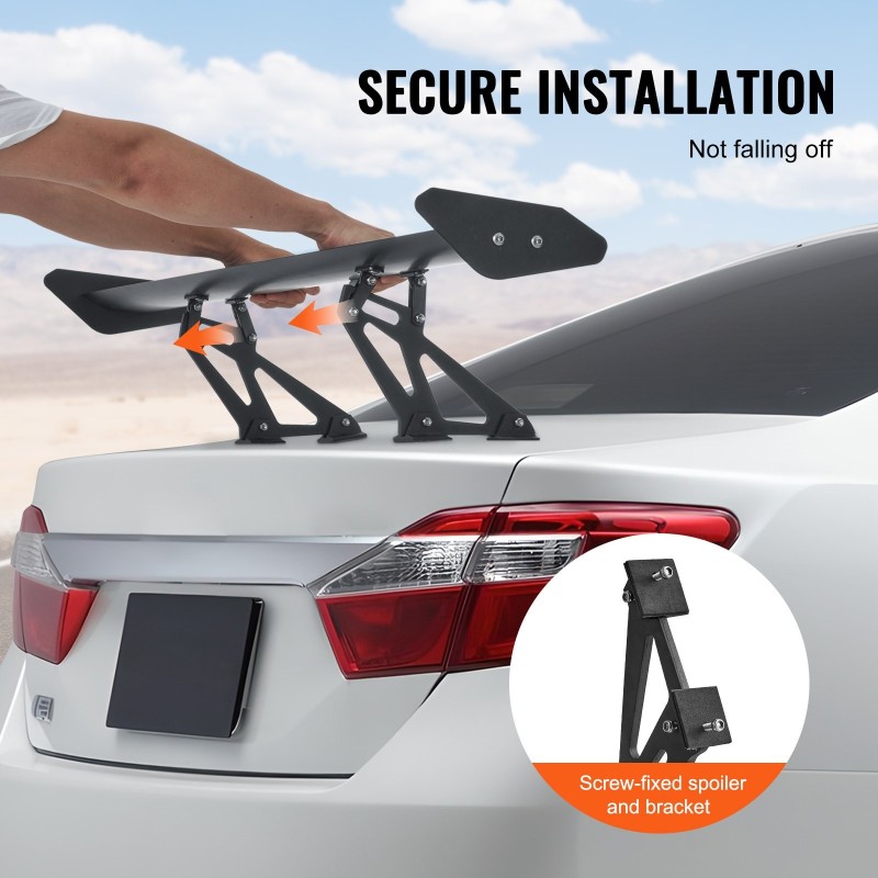 Takaspoileri GT-tyylinen yksitasoinen alumiiniseos 6063 110 cm mattamusta säädettävä