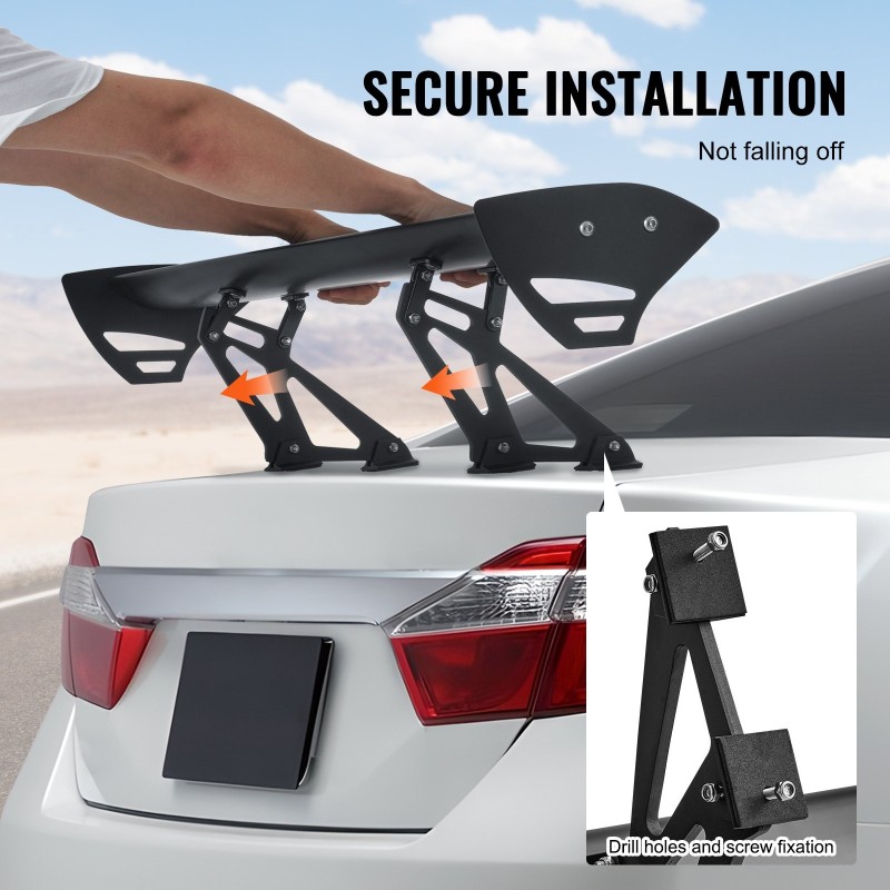 Takaspoileri alumiiniseos 6063 110 cm säädettävä GT-tyylinen mattamusta yleismallinen