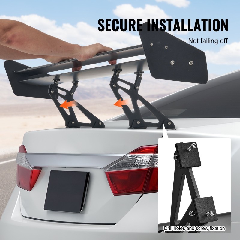 Takasiipi alumiiniseosta 135 cm mattamusta säädettävä kaksitasoinen sedan ja coupé