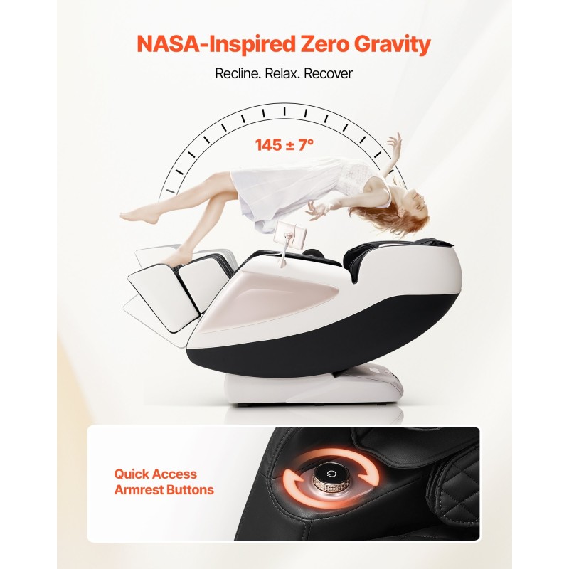 Täysvartalohierontatuoli kolmiulotteinen SL-kisko painottomuusasento 18 automaattista tilaa lämmitys 36 ilmatyynyä jalkarullat