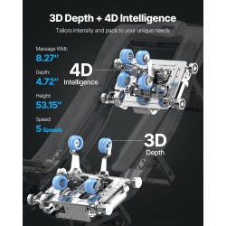 Koko kehon hierontatuoli kaksoisydin 4D ja 3D hierontamekanismilla laajennetulla SL-kiskolla sähköisellä jalkatuella