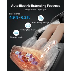 Koko kehon hierontatuoli kaksoisydin 4D ja 3D hierontamekanismilla laajennetulla SL-kiskolla sähköisellä jalkatuella