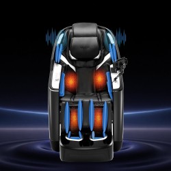 Koko kehon hierontatuoli kaksoisydin 4D ja 3D hierontamekanismilla laajennetulla SL-kiskolla sähköisellä jalkatuella