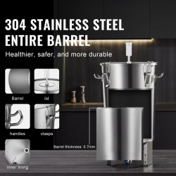 Käymisastia 30 l elintarvikelaatuisesta 304-ruostumattomasta teräksestä kansi hana lämpömittari