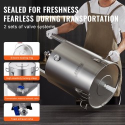 Käymisastia 304-ruostumattomasta teräksestä 60 l sisäänrakennetulla lämpömittarilla ja tiiviillä kannella