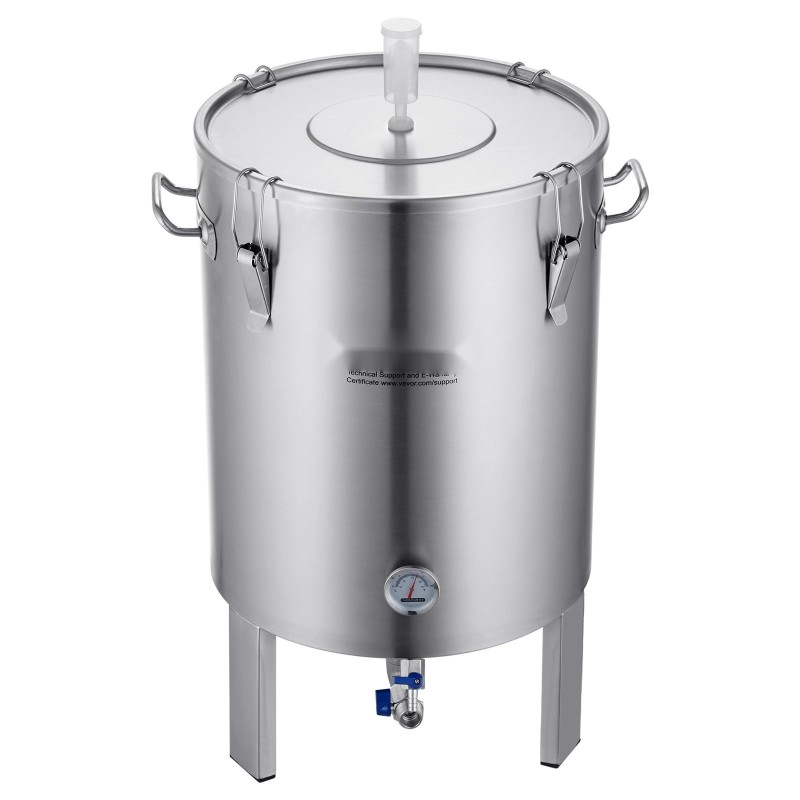 Käymisastia 304-ruostumattomasta teräksestä 60 l sisäänrakennetulla lämpömittarilla ja tiiviillä kannella