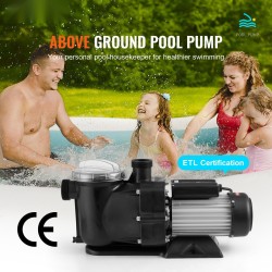 Yksinopeuksinen allaspumppu 1,5HP 1118W 378 l/min 15 m nostokorkeus vahvistettu PP-muovirunko suodatinkori