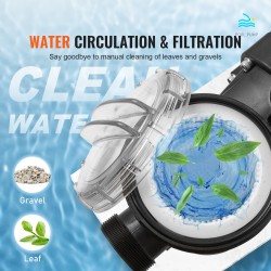 Yksinopeuksinen allaspumppu 1,5HP 1118W 378 l/min 15 m nostokorkeus vahvistettu PP-muovirunko suodatinkori