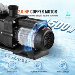 Allaspumppu yksinopeuksinen 2 hv 1491 W 435 l/min 15 m maanpäällisiin uima-altaihin