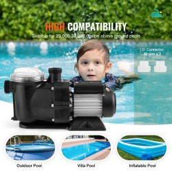 Allaspumppu yksinopeuksinen 2 hv 1491 W 435 l/min 15 m maanpäällisiin uima-altaihin