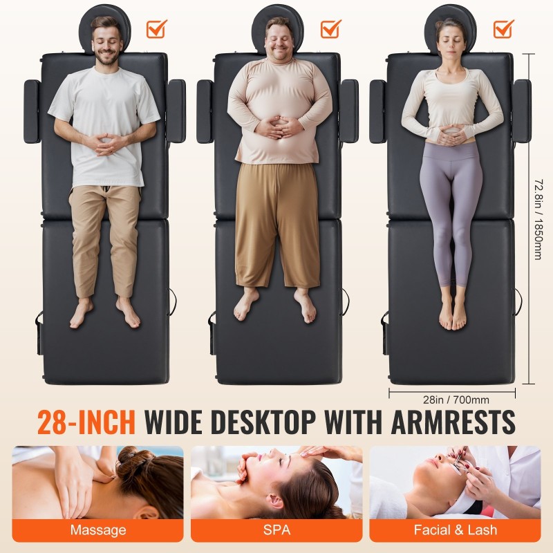 Kaksiosainen taittuva hierontapöytä pyökkirunko PVC nahka 700 mm leveä 50 mm vaahtomuovipehmuste