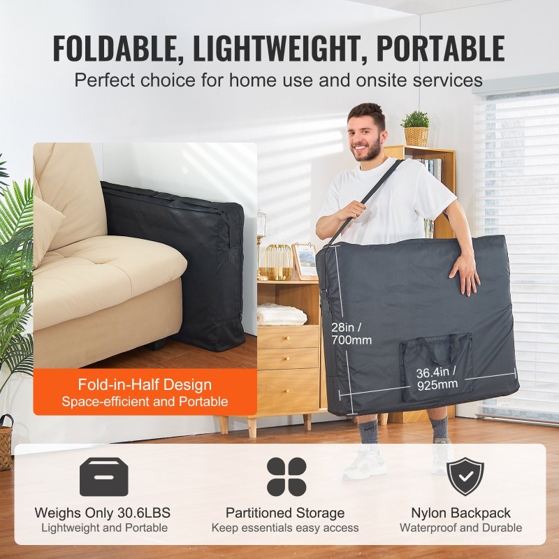 Kaksiosainen taittuva hierontapöytä pyökkirunko PVC nahka 700 mm leveä 50 mm vaahtomuovipehmuste