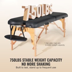 Taitettava hierontapöytä 76 cm leveä pyökkirunko PU-nahka 63 mm pehmuste