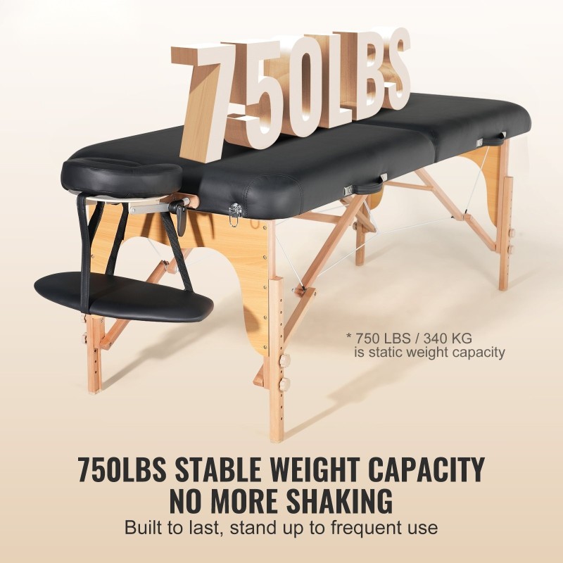 Taitettava hierontapöytä 76 cm leveä pyökkirunko PU-nahka 63 mm pehmuste