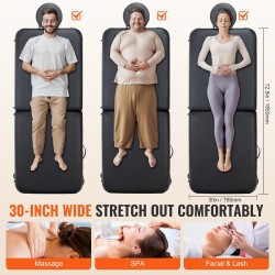 Taitettava hierontapöytä 76 cm leveä pyökkirunko PU-nahka 63 mm pehmuste